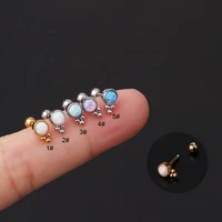 1pc barbell helix piecing cartilage earring for women girls steel ear studs tragus opal conch flat back body piercing jewelry