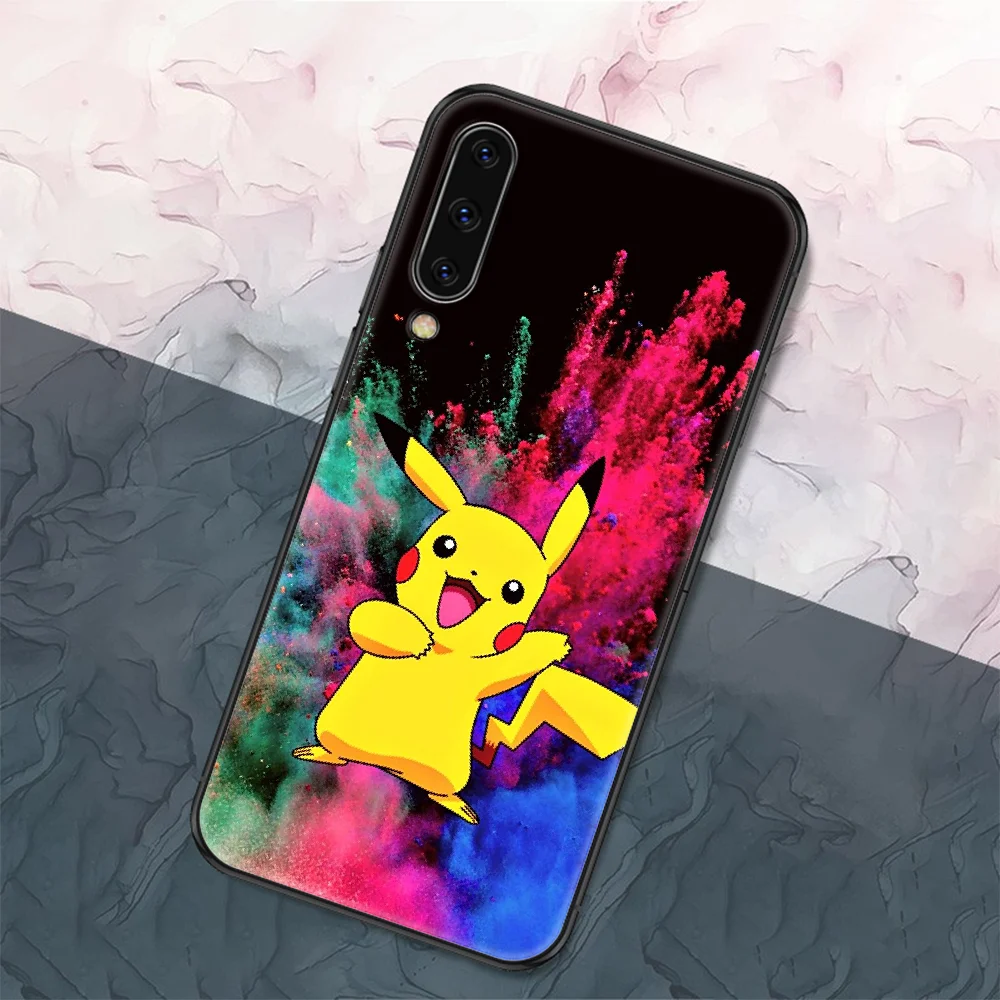 

Cute pi ka chu Phone case For Samsung Galaxy A 3 5 7 8 10 20 21 30 40 50 51 70 71 E S 2016 2018 4G black painting prime trend