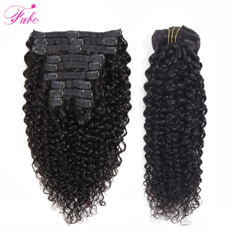 Fabc Hair перуанские вьющиеся волосы заколки для волос человеческие наращивания 10