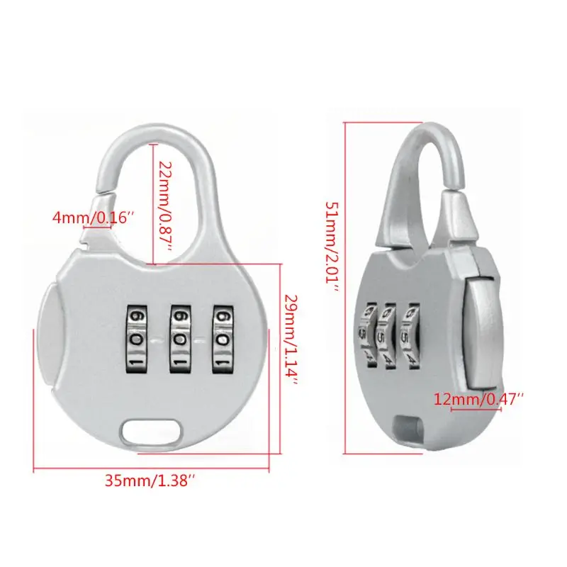 1/7 шт. 3 цифр Комбинации замок номер кодовый беззаботных путешествий безопасный |