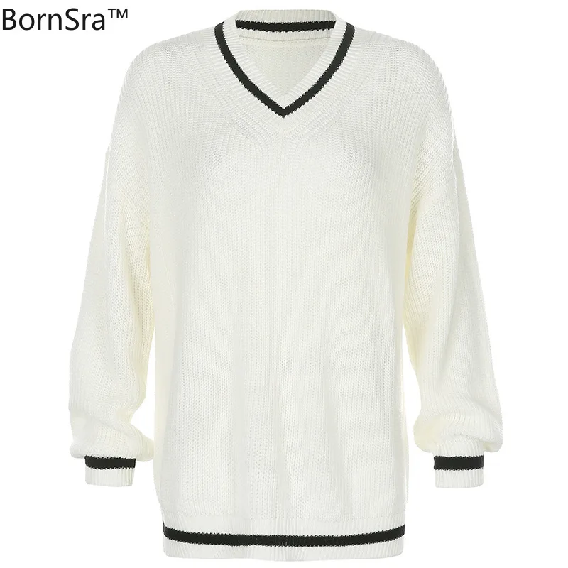 

Bornsra V-neck Long Sleeve Loose Wool Top Women's Spring 2021 European and American Ins New Women's Wear Generation