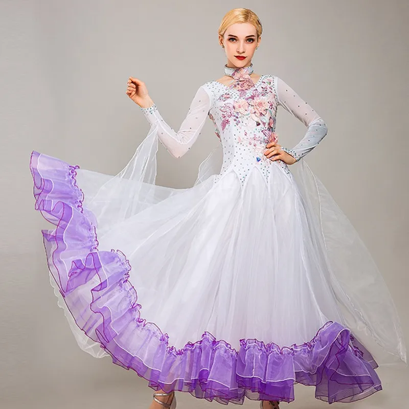 Платье для бальных танцев платье с бахромой Венского вальса светящиеся костюмы