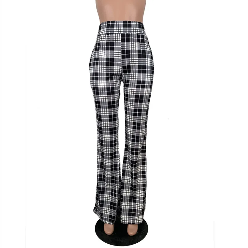 Винтажные сексуальные клетчатые расклешенные брюки anjahome женские осенне зимние