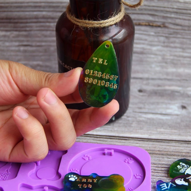 

Q39C Dog Tag Epoxy Resin Mold Crafts Jewelry Keychain Pendant Making Silicone Mould