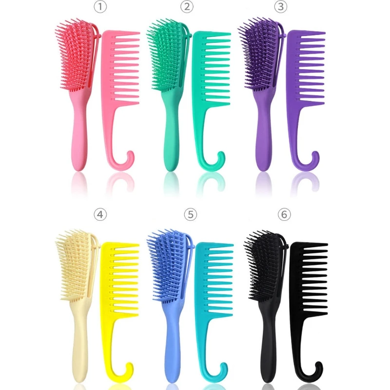 

2 Pack Detangling Brush Set Wide Tooth Comb for Curly Hair Textured 3a to 4c