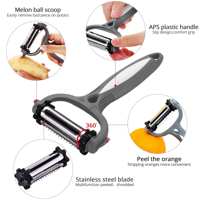 

Multifunctional Peeler for Vegetables and Fruits Planer stainless steel 360 Degree Rotating Peeler Grater Slicer Kitchen Gadgets