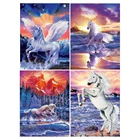 Алмазная вышивка YI Bright, лошади, животные, полностью квадратные, круглые, сделай сам, алмазная живопись, закат, Алмазная мозаика, Приморская вышивка, стена