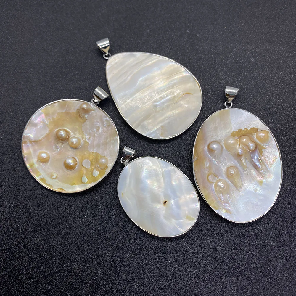 

Natural Oval Shape Shell Pendant Mother-of-pearl with Exquisite Pearl Jewelry Suitable for DIY Fashion Necklace Accessories