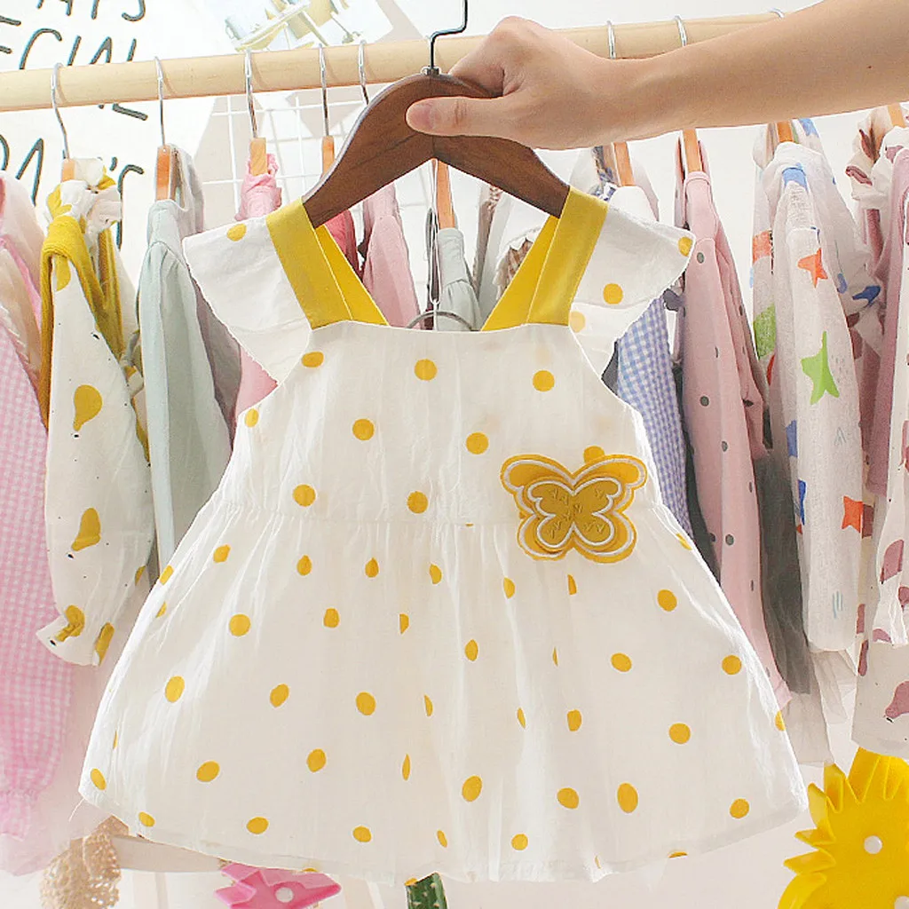 Платье Для маленьких девочек одежда с квадратным воротником и принтом летние