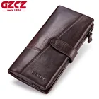 Кошелек мужской GZCZ, из натуральной кожи, с отделением для монет и карт