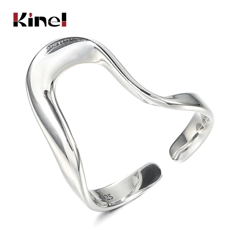 

Kinel Hot Sale 100% 925 Sterling Silver Styles Stackable Wave Ring Party Finger Wedding Rings For Women Original Fashion Jewelry