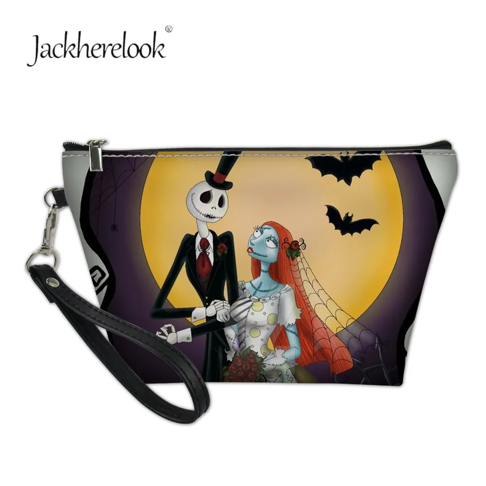 Jackherelook Кошмар перед Рождеством косметичка с принтом для леди мультфильм компаньон макияж сумки косметичка подарок на Хэллоуин