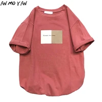 fashion simple letter printing harajuku cotton quality womens t shirt short sleeved summer loose casual style tees tops