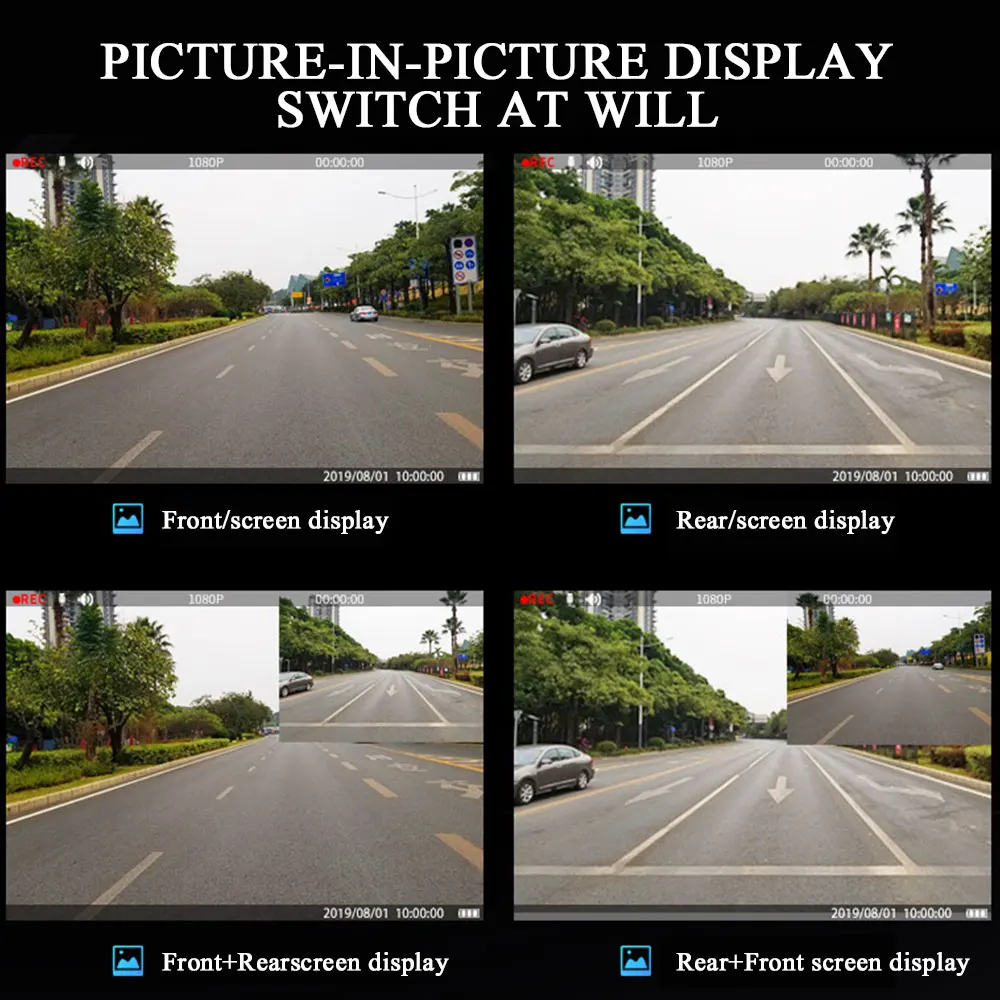 Car Dvr Camera Auto 4.3Inch Rearview Mirror dash cam Digital Video Recorder Dual Lens Registratory Camcorder | Автомобили и