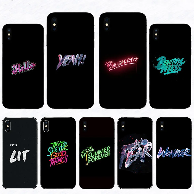 

Cool black background word font Painted Phone Case for iPhone 12 8 7 6 6S Plus X XS MAX 5 5S SE XR 11 pro promax Mini Soft Cover