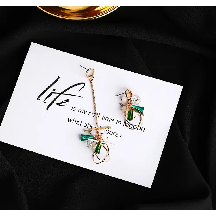 Асимметричный Кристалл Длинная кисточка звено цепи висячие серьги для женщин