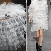 multilayer waves mesh tulle fabric white diy patchwork decor stage various skirt gown wedding dress fashion designer fabric