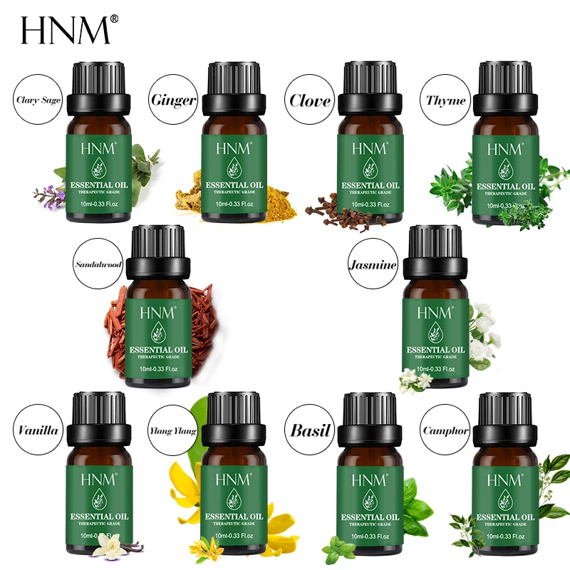 HNM 10 шт./партия мл чистое эфирное масло жасмин ваниль Ylang Basil сандаловое дерево
