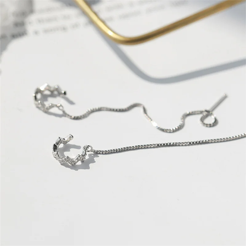 Серьги-каффы женские серебристые с цирконом 1 пара | Украшения и аксессуары