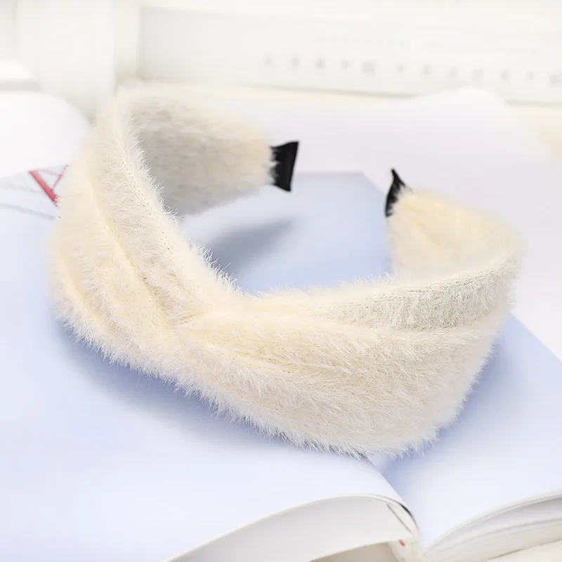 

Candy Color Rabbit Fur Hairbands Winter Wide Top Knot Headbands For Women Girls Hair Hoop Bezel Hair Accessories Headwear