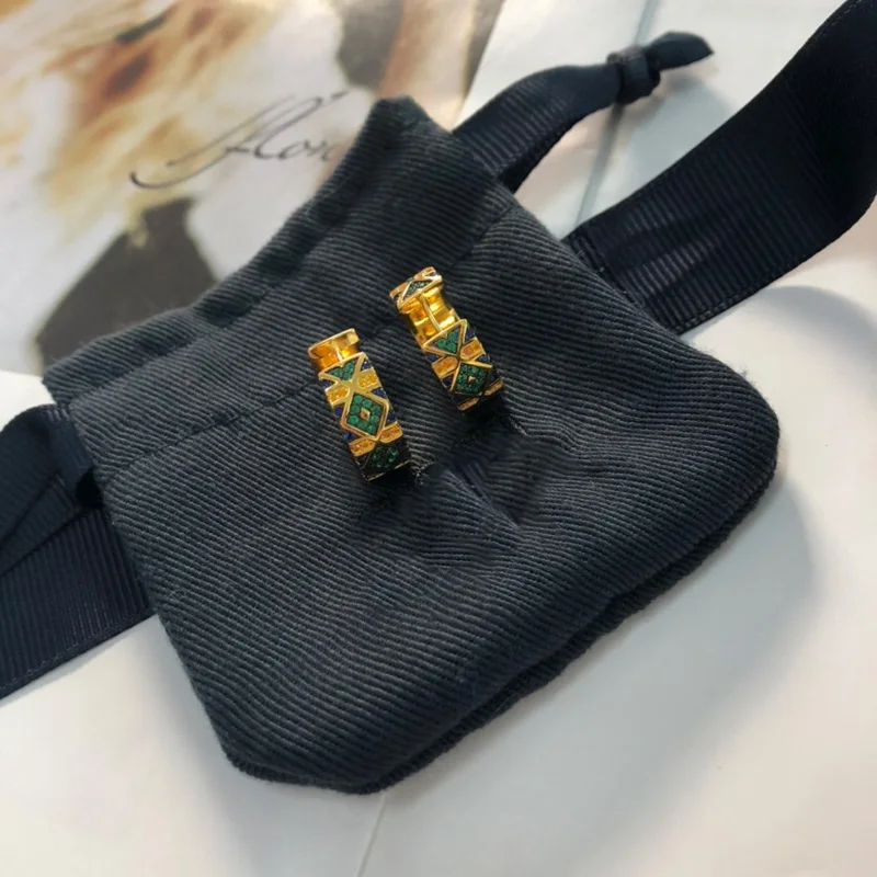 Модный шарм копия 1:1 разноцветный обруч Роскошные серьги с полосками женские