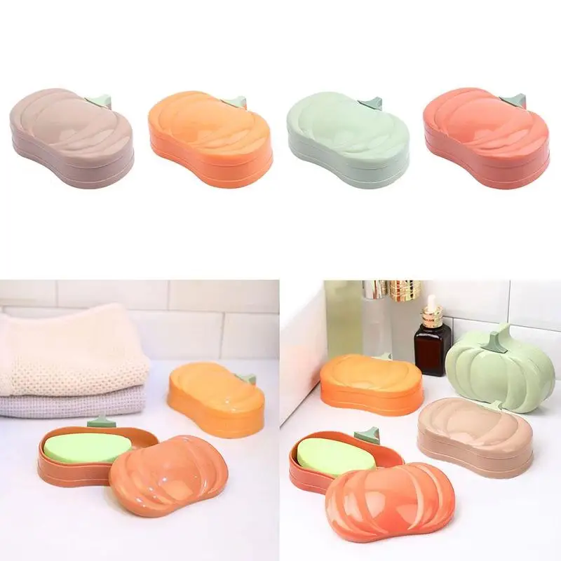 

Portable Creative Soap Box Bathroom Soap Drain Rack Double Layer Plastic Bathroom Dish Plate Case With Cover Bathroom Gadgets