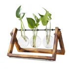 Стеклянная деревянная ваза, плантатор, стол для террариума, настольная гидропоника, растение бонсай, подвесной цветочный горшок с деревянным подносом, украшение для дома