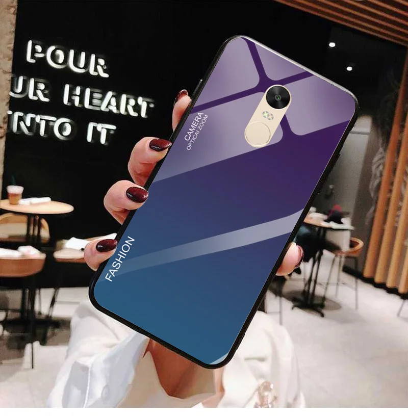Градиентный телефонный чехол для Redmi Note 4x закаленное Стекло чехол для Xiaomi Redmi Note 4 глобальная версия защищают заднюю крышку Чехлы-бамперы