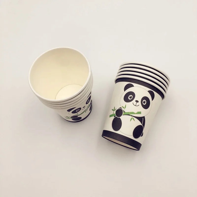 Белый черный милый мультяшный с пандой тема прозрачная посуда набор для