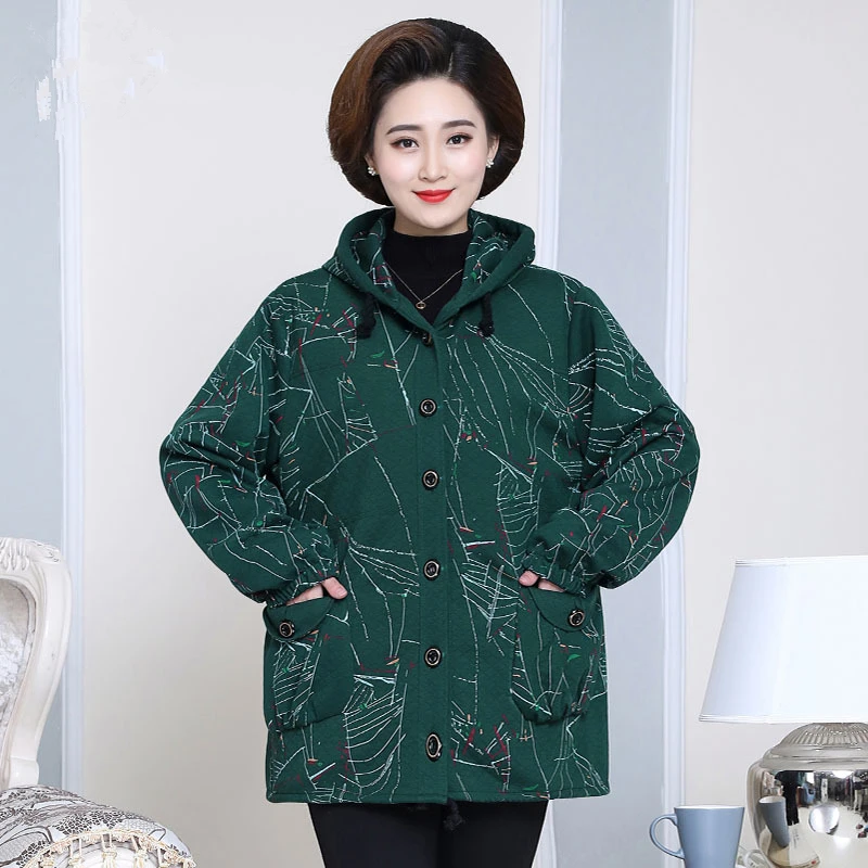Пальто для людей средних лет женщин 2020 весна осень с капюшоном размера плюс