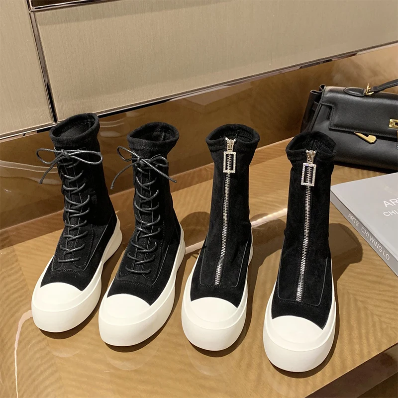 

Martin boots ladies new zipper round toe flat ankle boots autumn fashion hot sale casual platform non-slip women's shoes