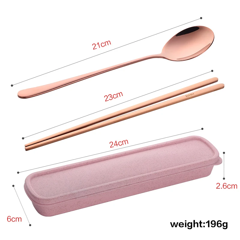 Золотой Портативный набор столовых приборов ложка из нержавеющей стали