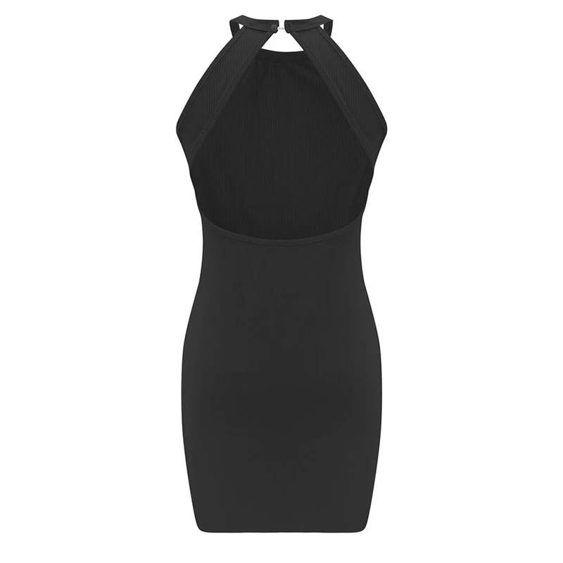 

Sexy Bodycon Skinny Mini Dress Summer Women Sleeveless Backless O Neck Dresses Ladies Solid Color Clubwear Vestidos 2020 SJ5721V