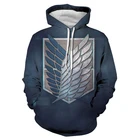 2020 модные толстовки с аниме принтом для мужчин и женщин атака на Титанов, толстовка с капюшоном с 3D принтом, уличный пуловер в стиле Харадзюку, толстовка унисекс, топы