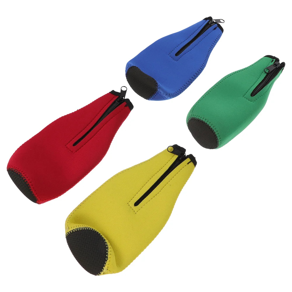 

4 Pcs 330 Useful Zipper Bottle Covers Portable Rubber Beer Bottle Sleeves