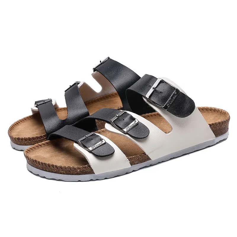 

Casual Design Brand Men Flat Shoes Cork Sandals Solid Color Anti Slip Beach Sandals Flip Flops Men Summer Shoes Cork Slippers