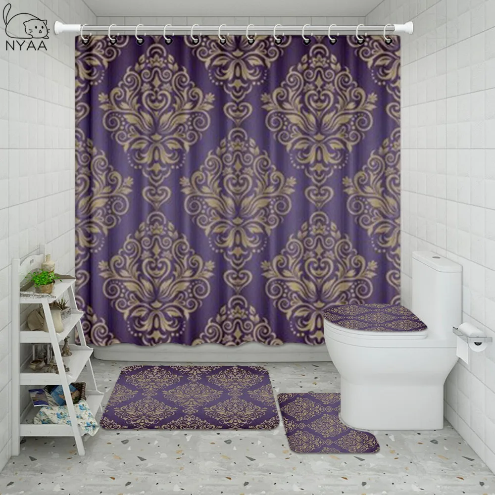 NYAA ткань набор занавесок для душа в полоску стиле барокко Серебряный Античный