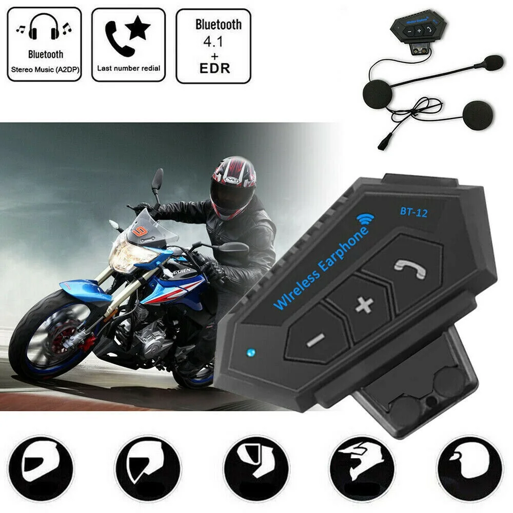 

BT-12 Bluetooth гарнитура для мотоциклетного шлема беспроводные наушники для мотоцикла FM GPS рация для мотоциклетного шлема