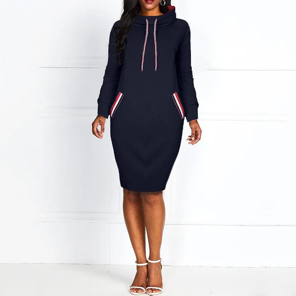 2019 Женская осенне зимняя толстовка с капюшоном платье женское теплое флисовое