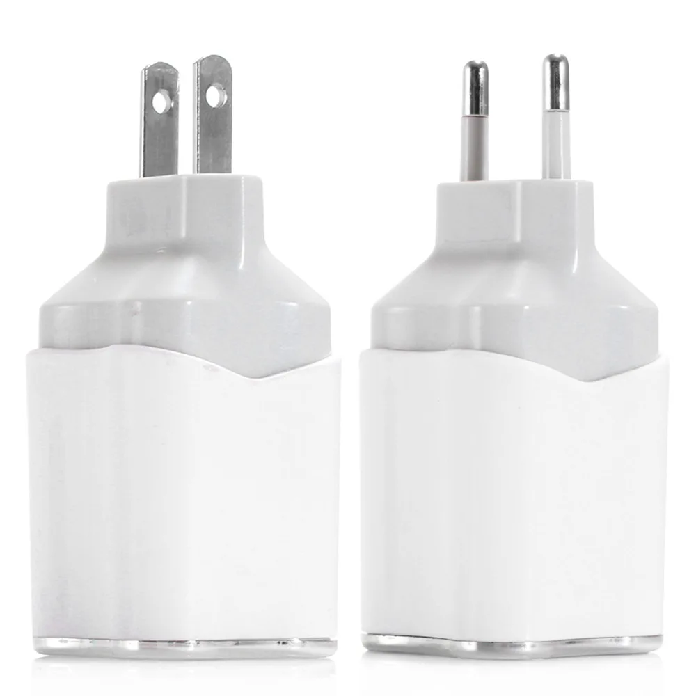 Белый LED Quick Charge Dual USB 5V/2A мобильный телефон настенный домашний дорожный адаптер