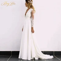 berylove boho long sleeves wedding dresses elegant open back lace wedding gowns 2020 bridal gowns dresses wedding robe de mariee