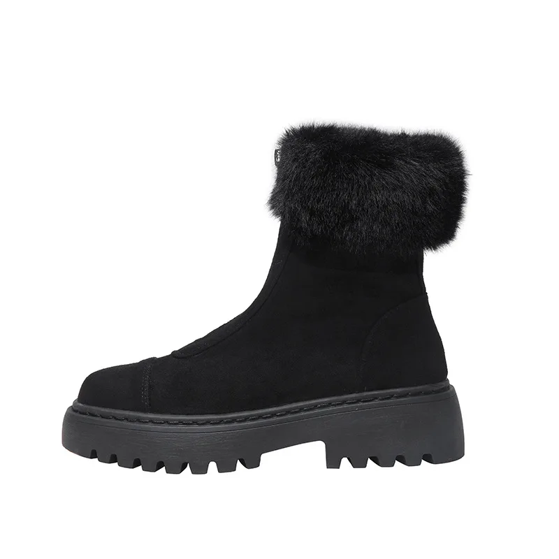 

Autumn And Winter Women Shoes Casual Simplicity Zipper Martin Boots Snow Boots Genuine Leather Black Cow Suede Short Boots
