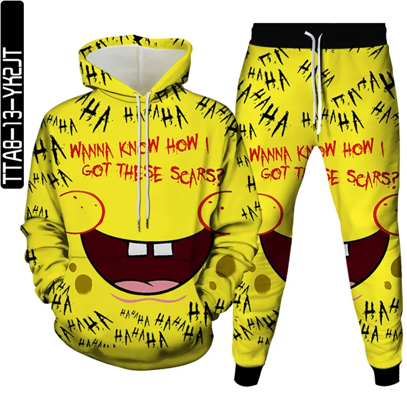 

2021 Fashion 3D Hoodie Set Men's Sweatshirt Jogger Funny Harajuku Print Set Fall Winter Unisex Sportswear Clothes Pants