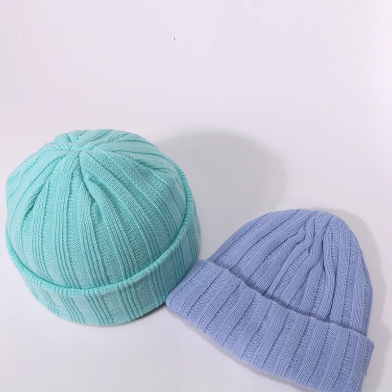 Шапка бини в стиле хип хоп для мужчин и женщин однотонная вязаная шапка Мягкая