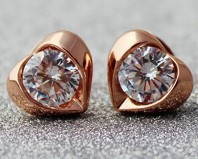 Серьги гвоздики женские под розовое золото с кристаллами|Серьги-гвоздики| |
