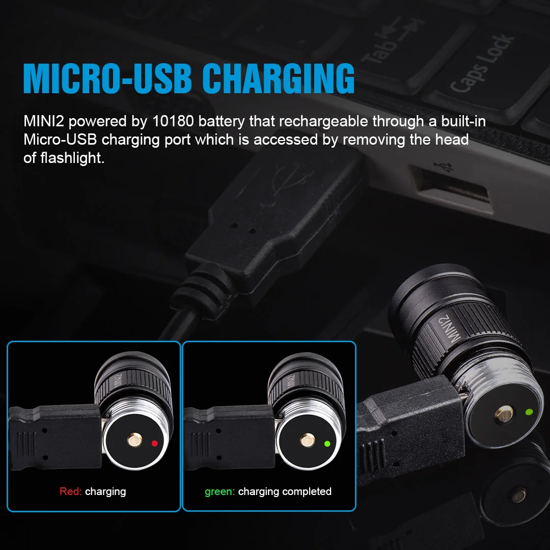 Trustfire Mini2 мини Edc фонасветильник Usb Перезаряжаемый 220 люмен Kechain 2 режима