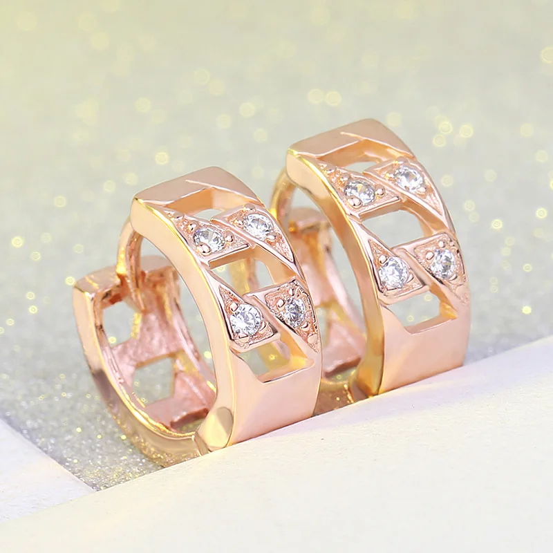 Женские свадебные ювелирные изделия из фианита серьги розового золота с