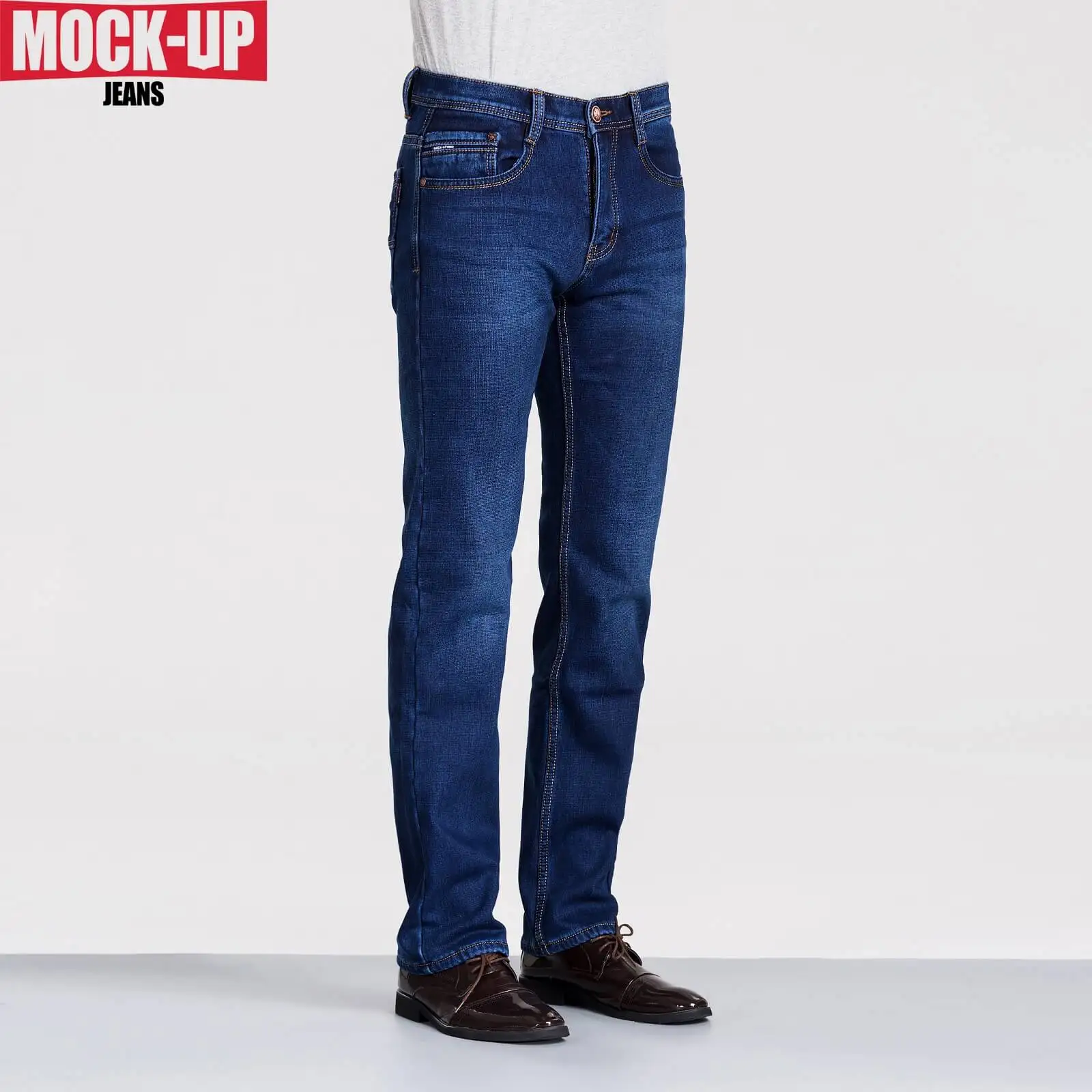 Коллекция 100% года фирменные зимние популярные флисовые джинсы для мужчин