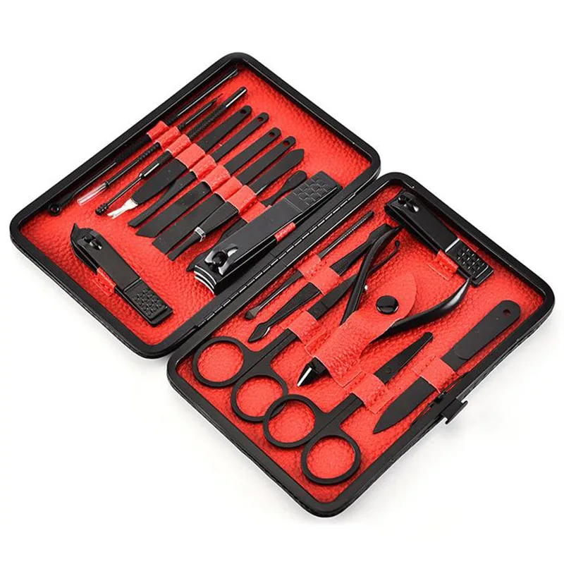 18 шт. набор кусачек для ногтей с чехол хранения из нержавеющей стали маникюрный