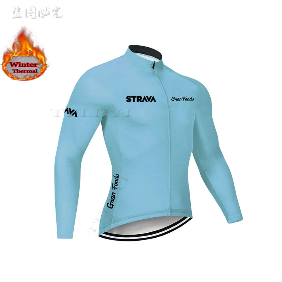 STRAVA велосипедная майка мужская pro team зимний теплый флисовый комплект с длинным рукавом MTB велосипедная Одежда Майо Ropa Ciclismo Hombre - Цвет: 4